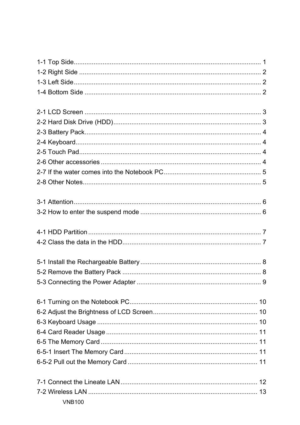 Content | VIEWSONIC VNB100 Netbook VS12570 User Manual | Page 8 / 37