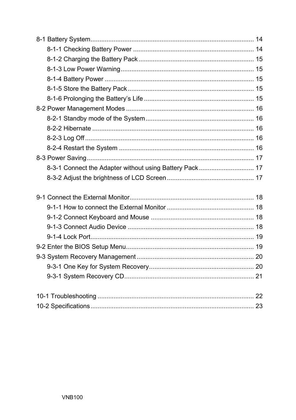 VIEWSONIC VNB100 Netbook VS12570 User Manual | Page 9 / 37