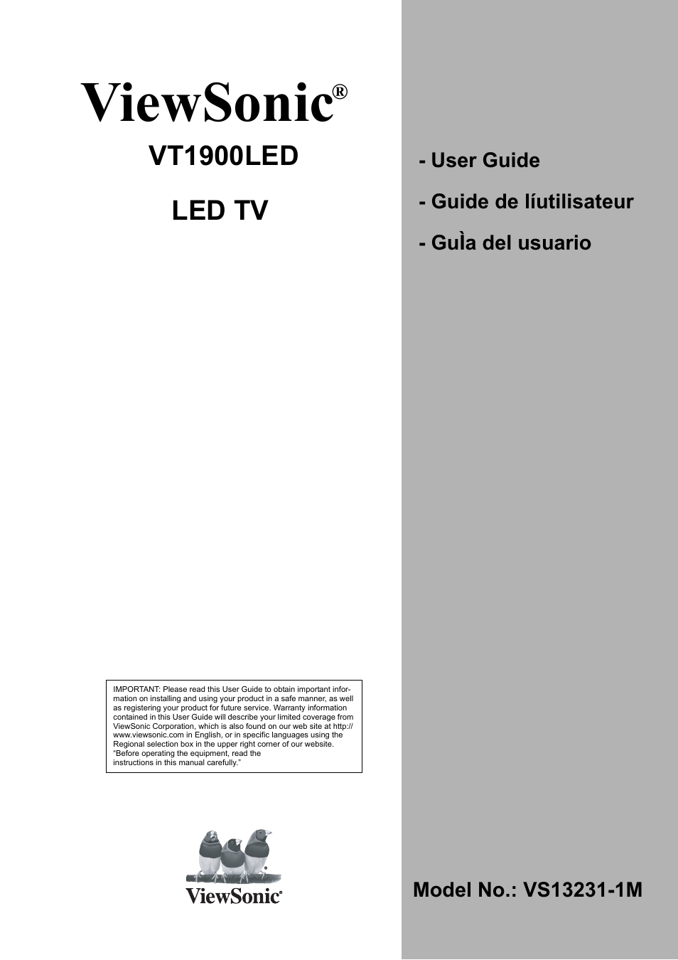 VIEWSONIC VS13231-1M User Manual | 52 pages