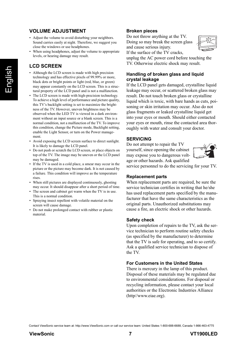 Volume adjustment, Lcd screen, Volume adjustment lcd screen | English | VIEWSONIC VS13231-1M User Manual | Page 13 / 52