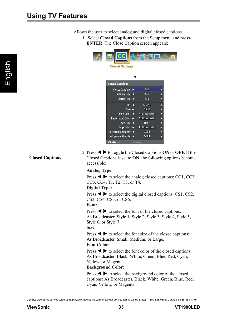 English, Using tv features | VIEWSONIC VS13231-1M User Manual | Page 39 / 52