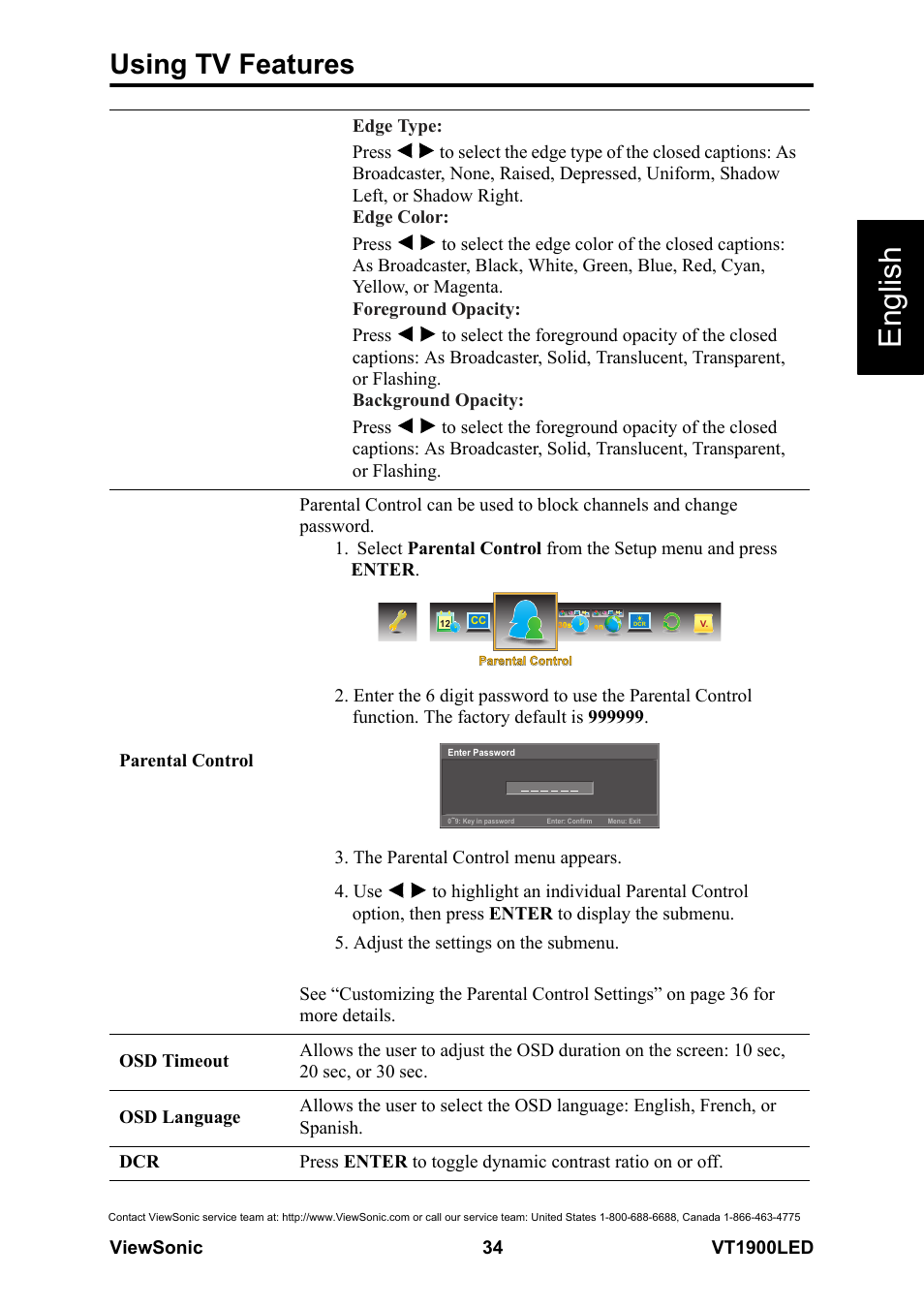 English, Using tv features | VIEWSONIC VS13231-1M User Manual | Page 40 / 52