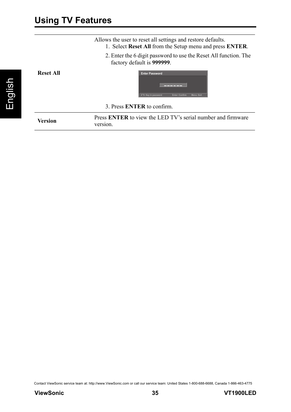 English, Using tv features | VIEWSONIC VS13231-1M User Manual | Page 41 / 52