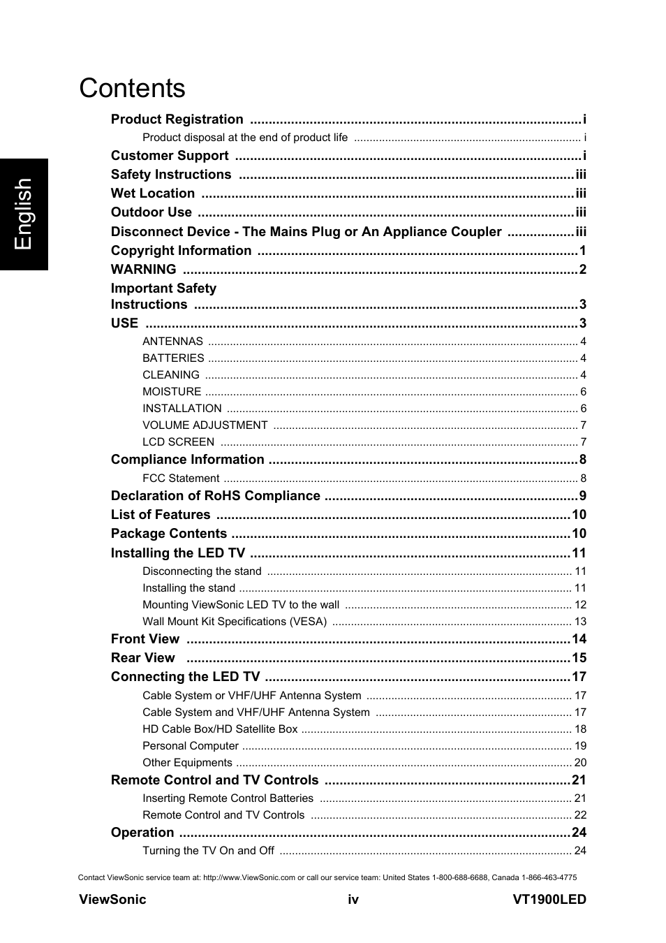 VIEWSONIC VS13231-1M User Manual | Page 5 / 52