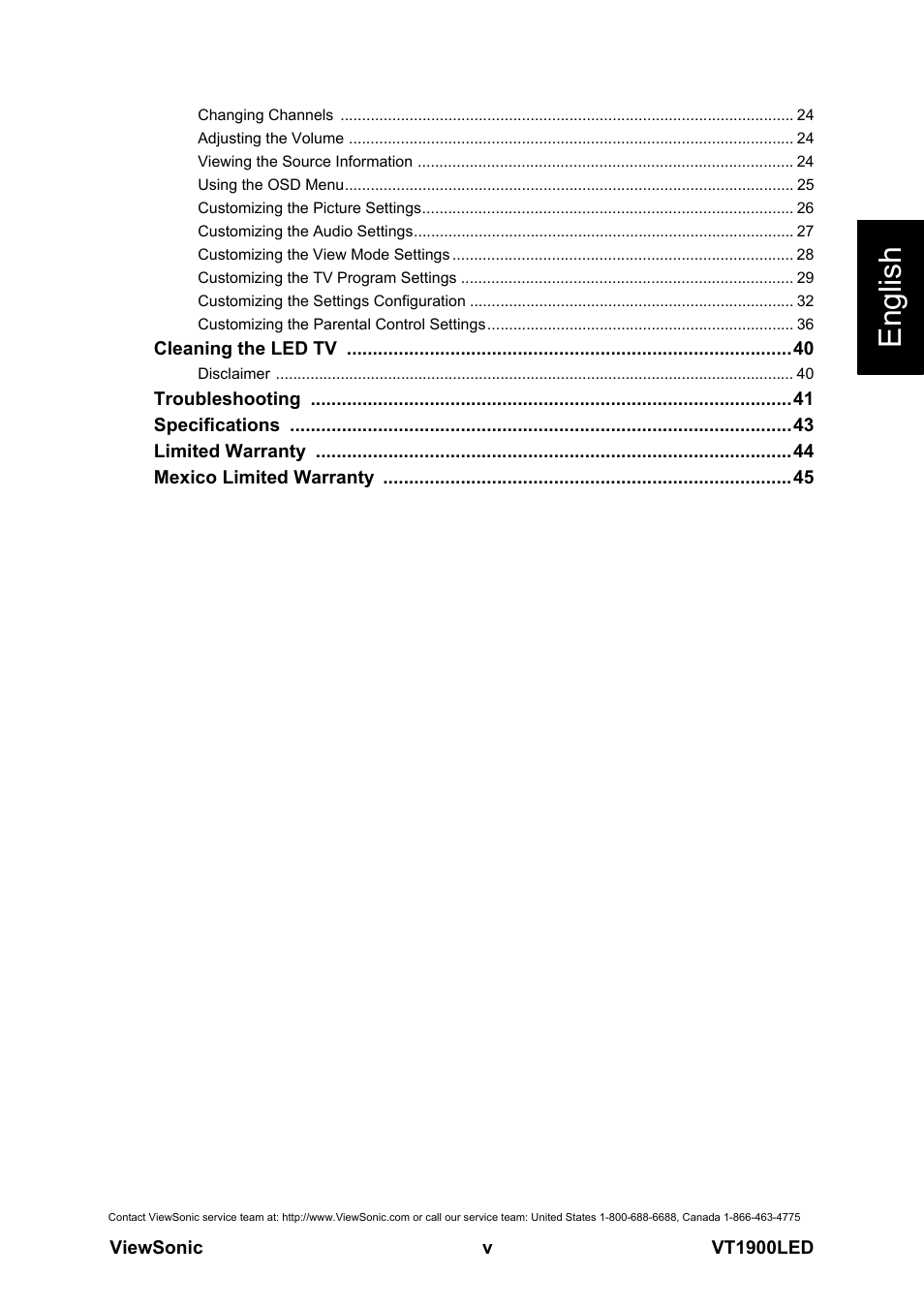 English | VIEWSONIC VS13231-1M User Manual | Page 6 / 52