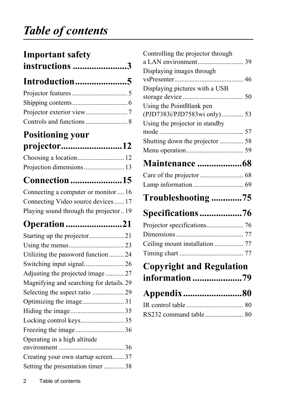 VIEWSONIC PJD7383 User Manual | Page 6 / 95