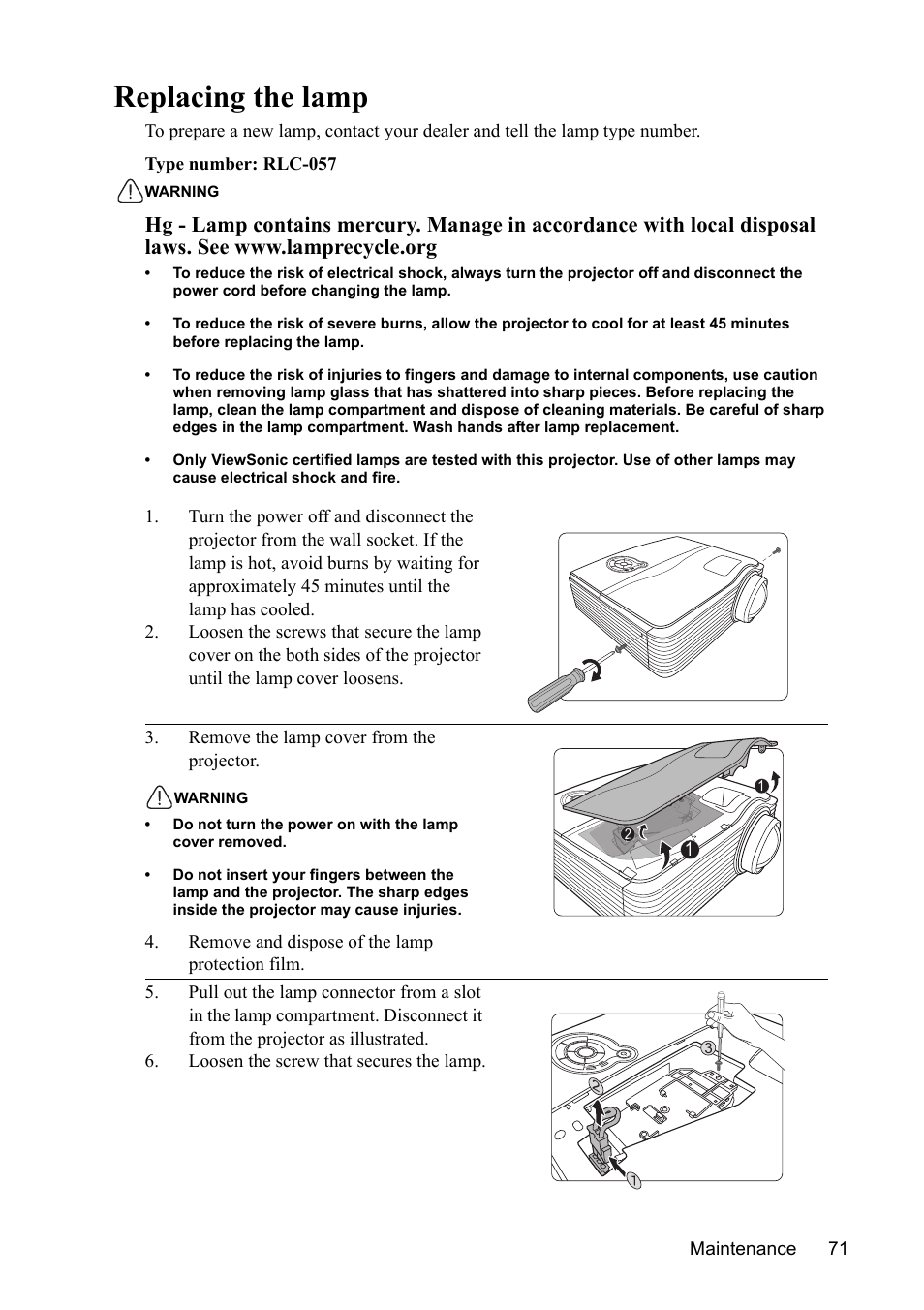 Replacing the lamp | VIEWSONIC PJD7383 User Manual | Page 75 / 95