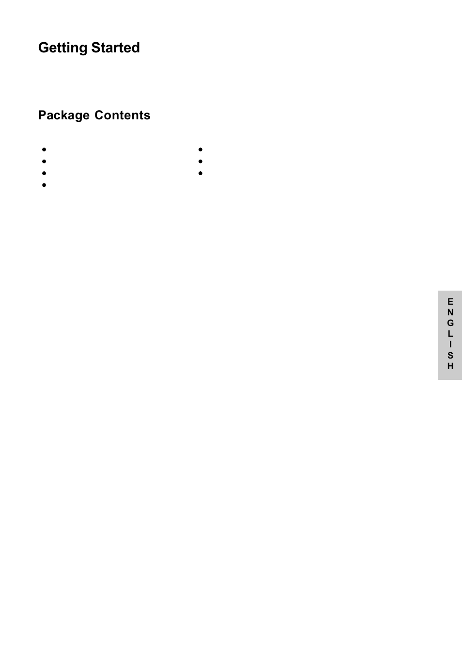 Getting started, Package contents | VIEWSONIC NextVision N2010 User Manual | Page 6 / 33
