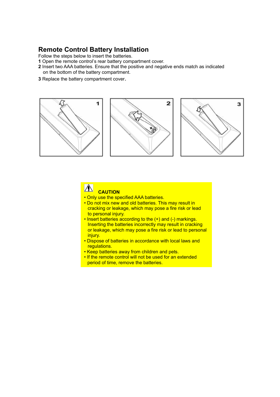 Remote control battery installation | VIEWSONIC N3200w User Manual | Page 14 / 30