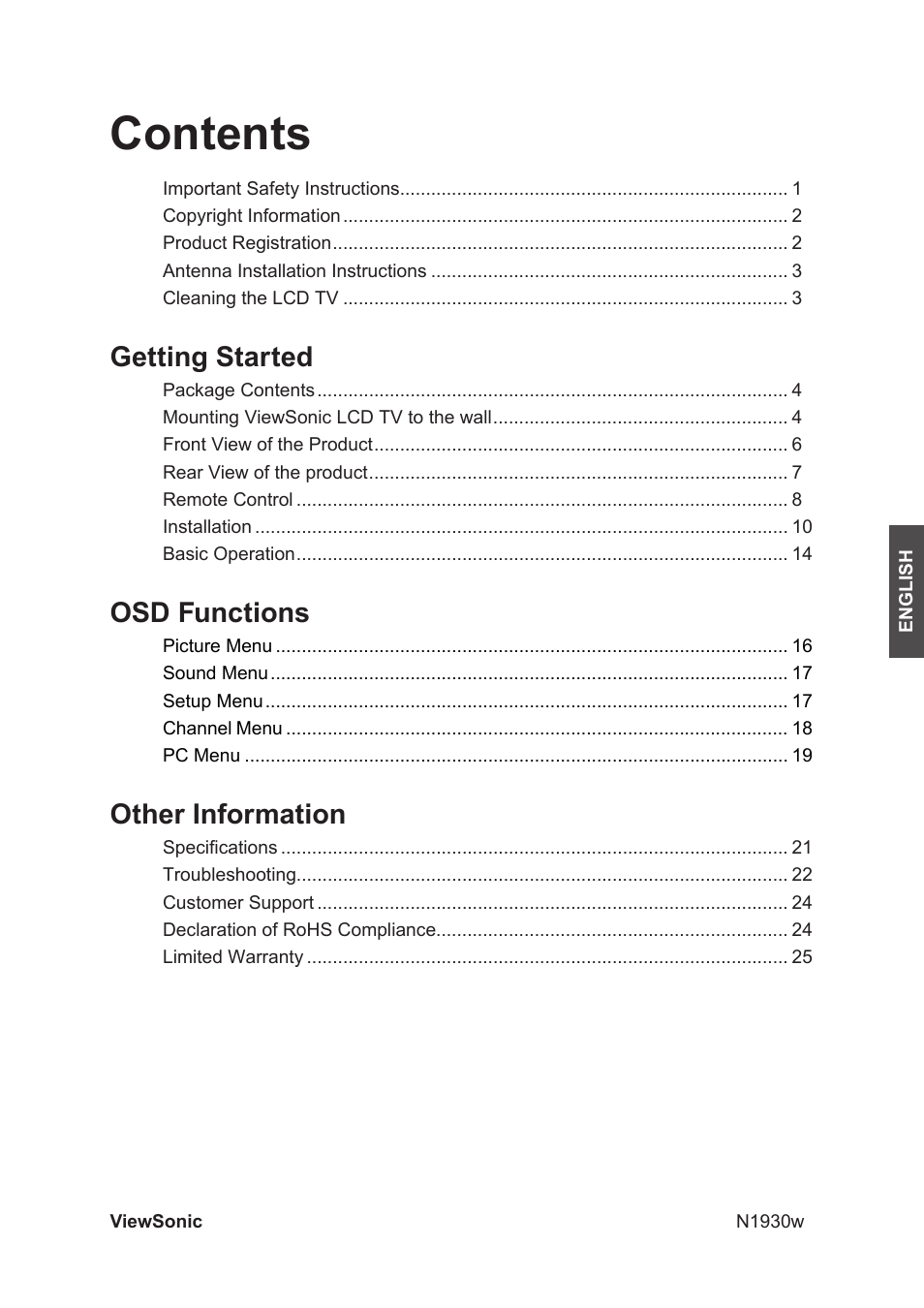 VIEWSONIC VS12197-1G User Manual | Page 2 / 28