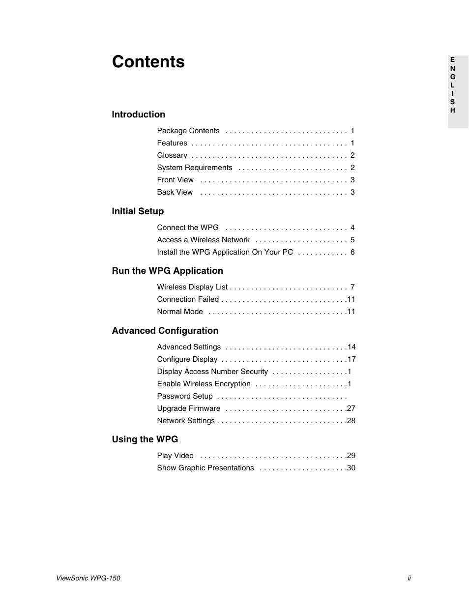 VIEWSONIC WPG-150 User Manual | Page 3 / 42