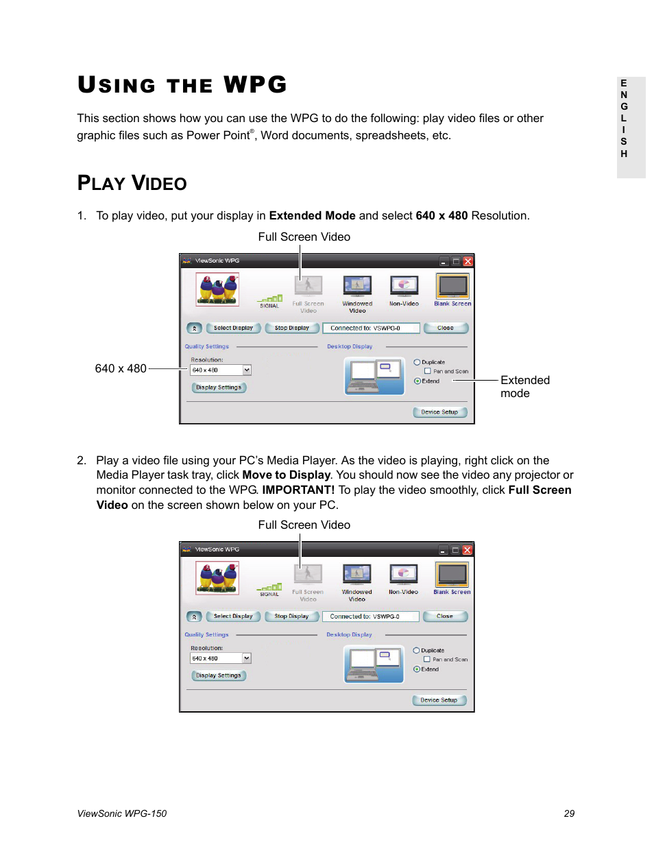 Using the wpg, Play video, Sing | VIEWSONIC WPG-150 User Manual | Page 33 / 42