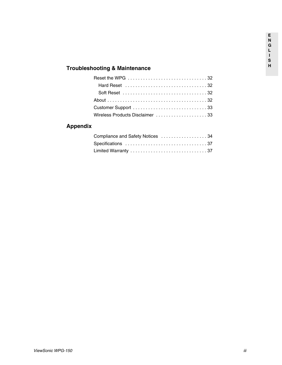 VIEWSONIC WPG-150 User Manual | Page 4 / 42