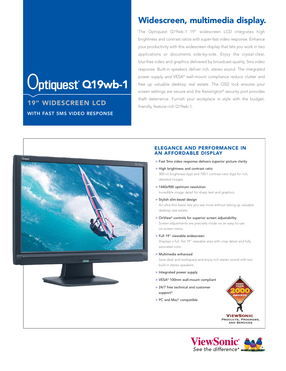 VIEWSONIC Q19wb-1 User Manual | 2 pages