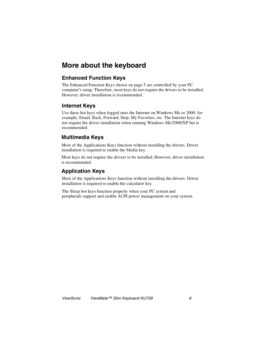 More about the keyboard | VIEWSONIC KU709 User Manual | Page 7 / 12