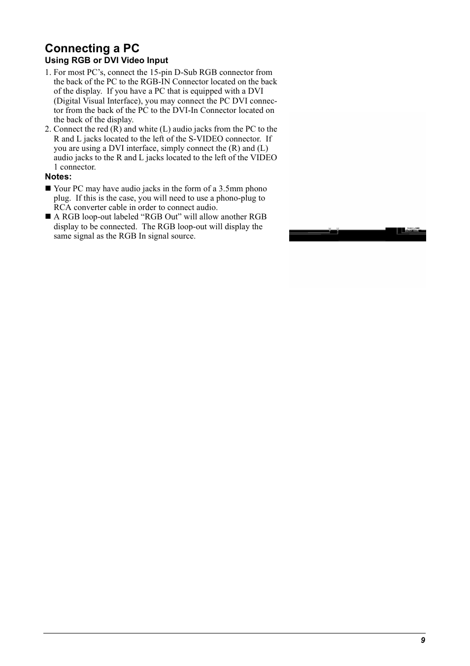 Connecting a pc | VIEWSONIC VPW450HD User Manual | Page 11 / 48