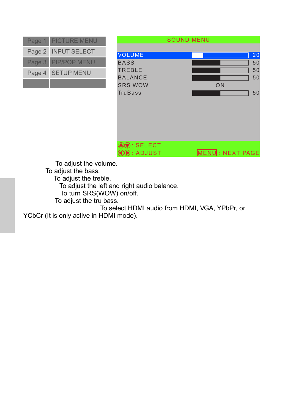 Source input: vga, hdmi, ypbpr | VIEWSONIC N3250w User Manual | Page 49 / 56