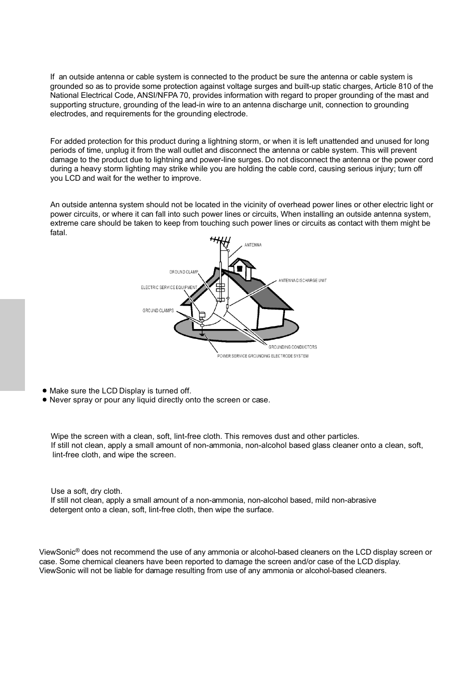 Cleaning the lcd display, Disclaimer | VIEWSONIC N3250w User Manual | Page 5 / 56