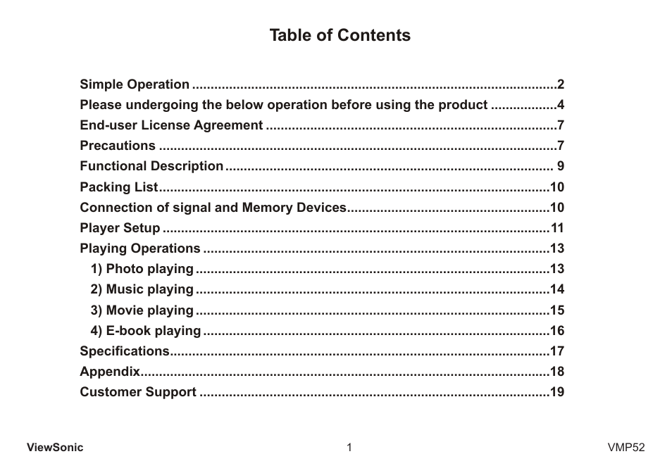 VIEWSONIC vmp52 vs12840 User Manual | Page 6 / 28