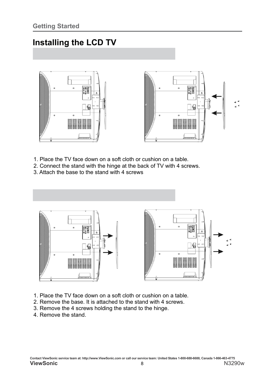 Installing the lcd tv | VIEWSONIC N3290W User Manual | Page 15 / 42