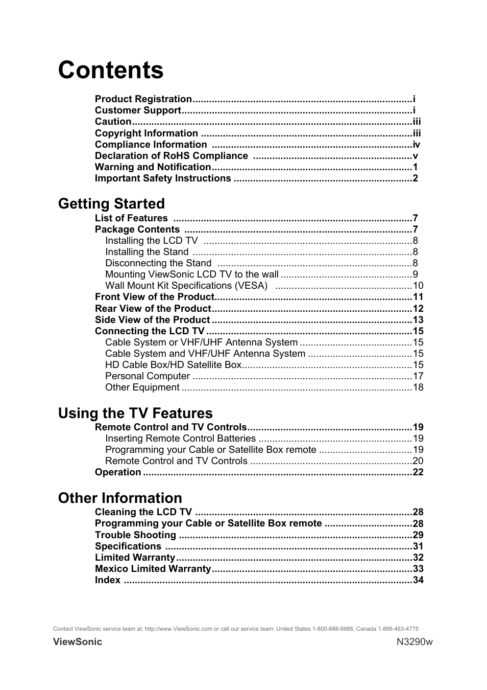 VIEWSONIC N3290W User Manual | Page 7 / 42