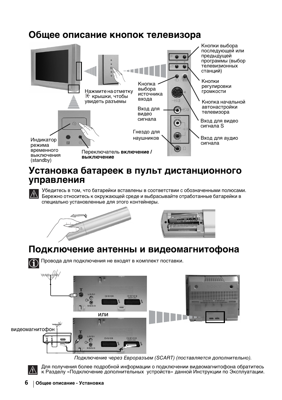 Подключение антенны и видеомагнитофона | Sony KV-29FX64K User Manual | Page 105 / 122