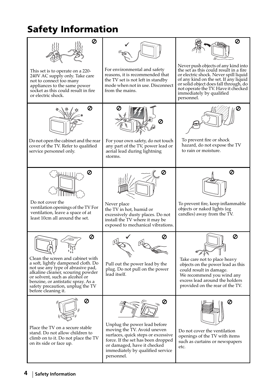 Safety information | Sony KV-29FX64K User Manual | Page 3 / 122