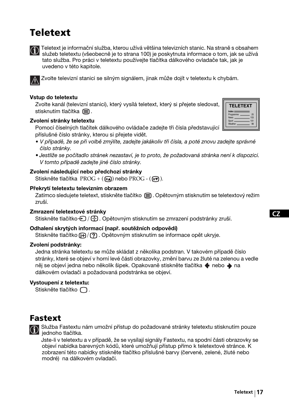 Teletext, Fastext | Sony KV-29FX64K User Manual | Page 56 / 122