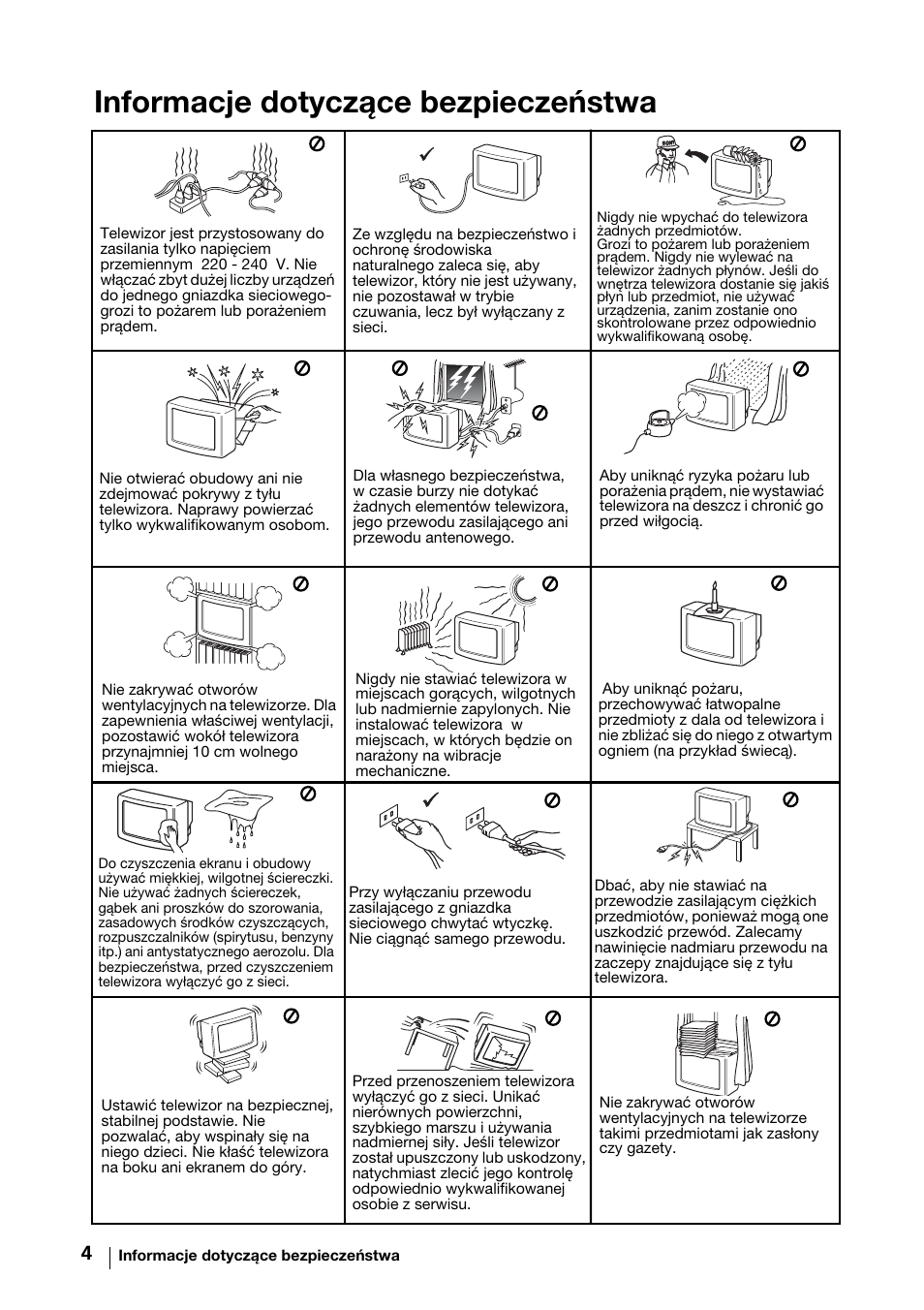 Informacje dotyczące bezpieczeństwa | Sony KV-29FX64K User Manual | Page 83 / 122