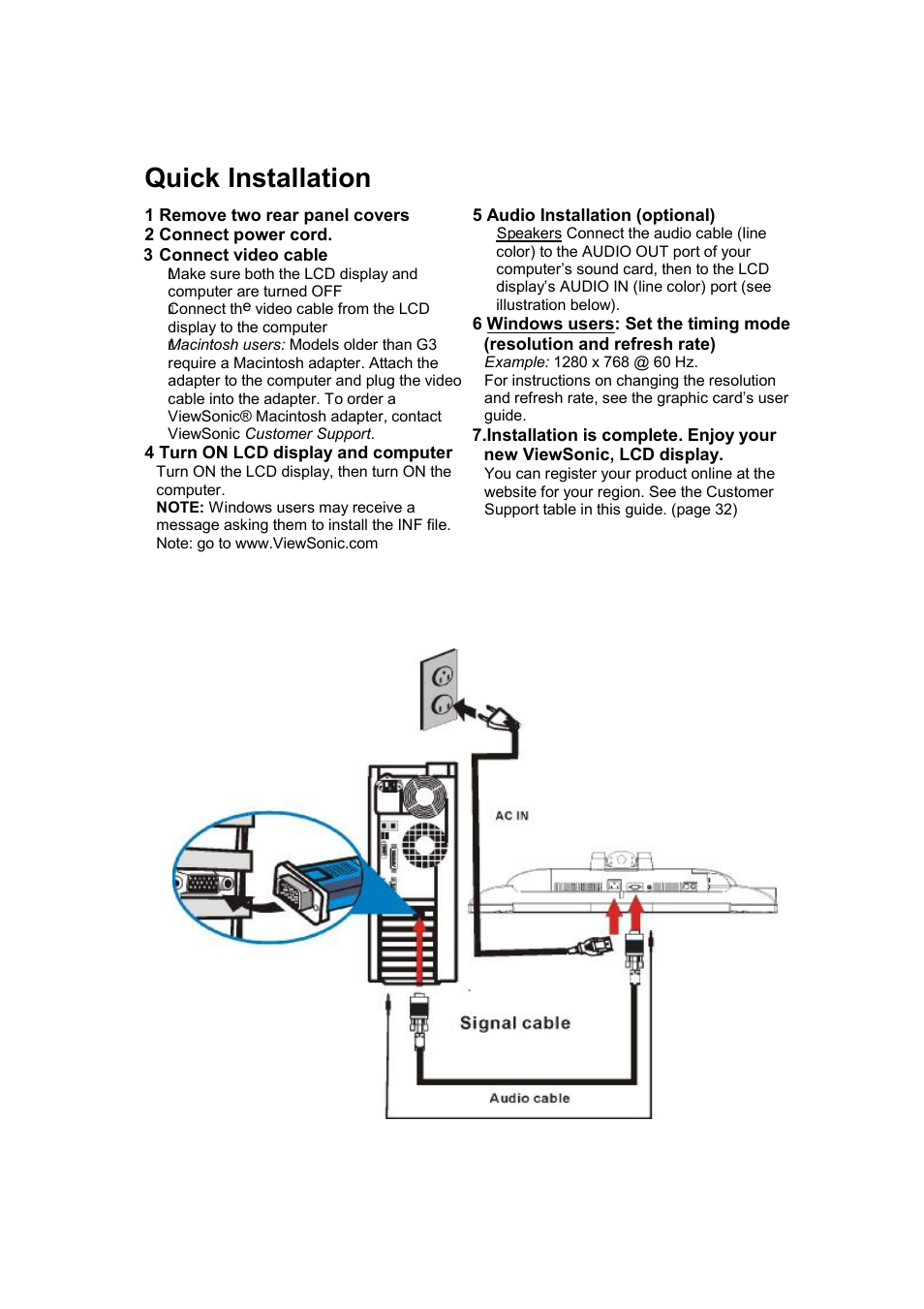 Quick installation | VIEWSONIC N1750w User Manual | Page 7 / 32