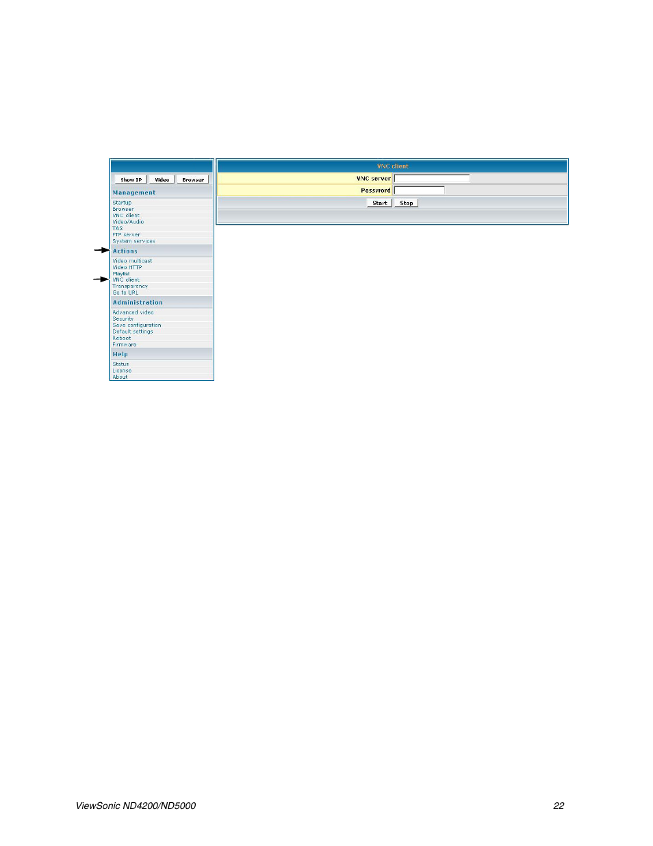 Vnc client | VIEWSONIC ND5000 User Manual | Page 26 / 43