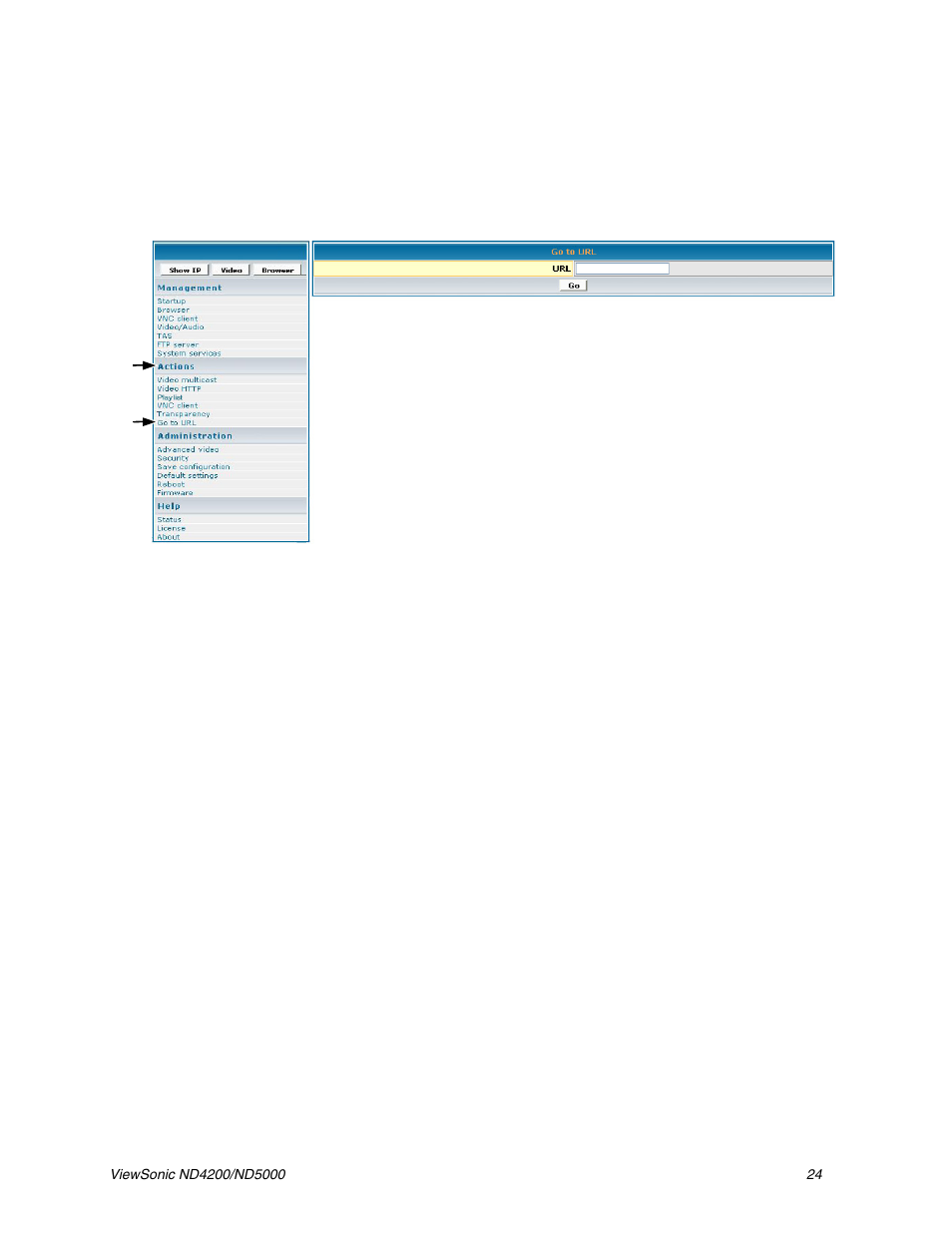 Go to url | VIEWSONIC ND5000 User Manual | Page 28 / 43