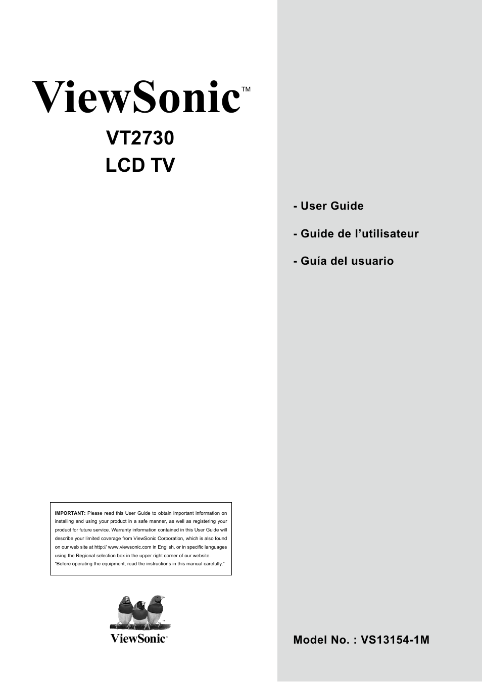 VIEWSONIC VT2730 User Manual | 52 pages