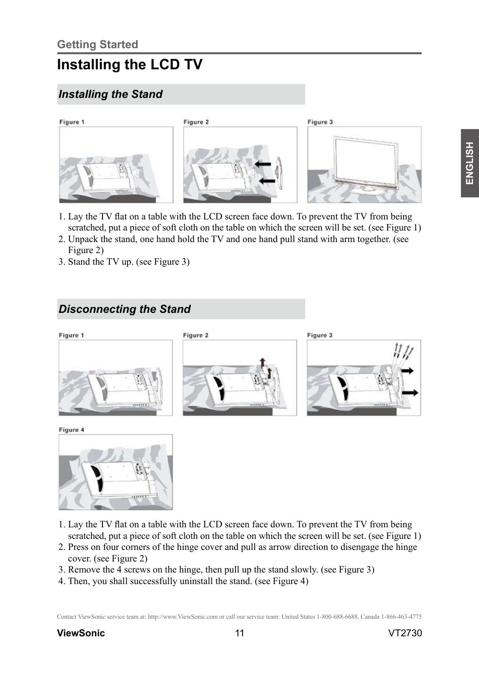 Installing the lcd tv | VIEWSONIC VT2730 User Manual | Page 16 / 52