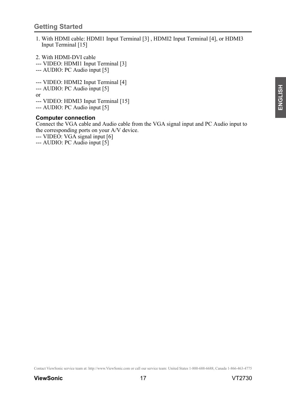 VIEWSONIC VT2730 User Manual | Page 22 / 52