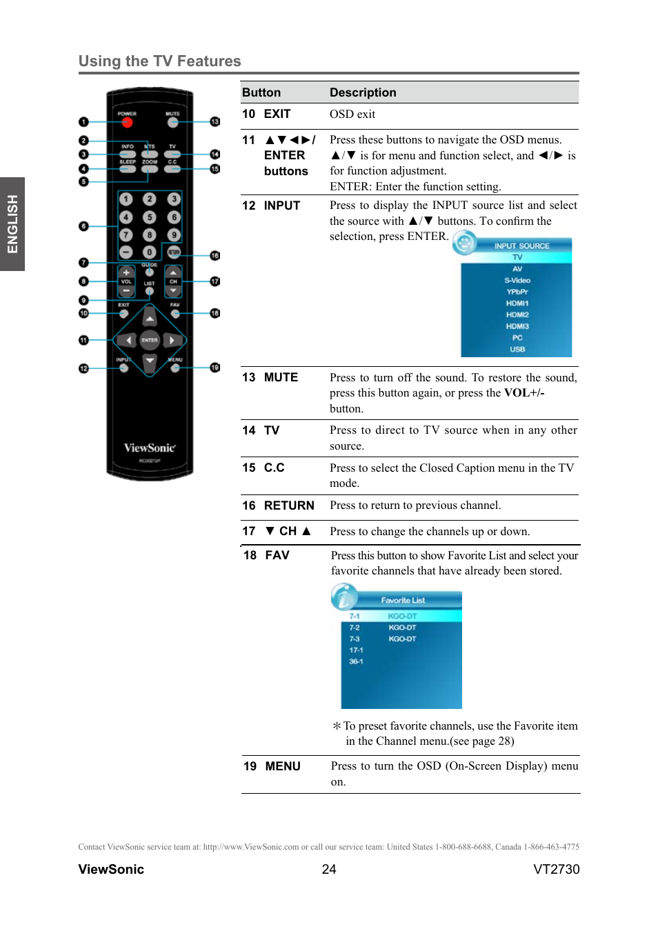 Using the tv features | VIEWSONIC VT2730 User Manual | Page 29 / 52
