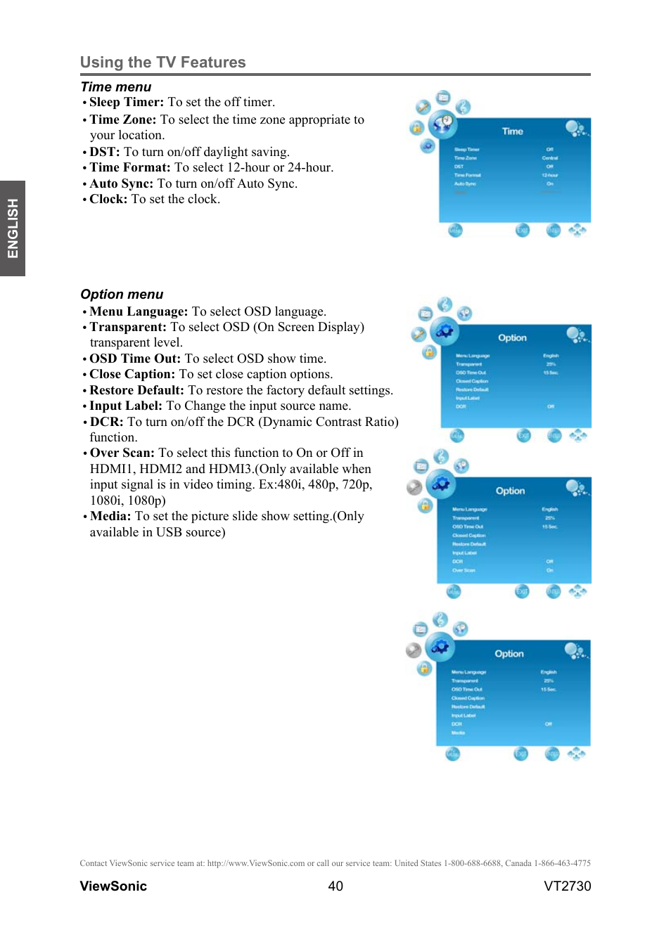 Using the tv features | VIEWSONIC VT2730 User Manual | Page 45 / 52