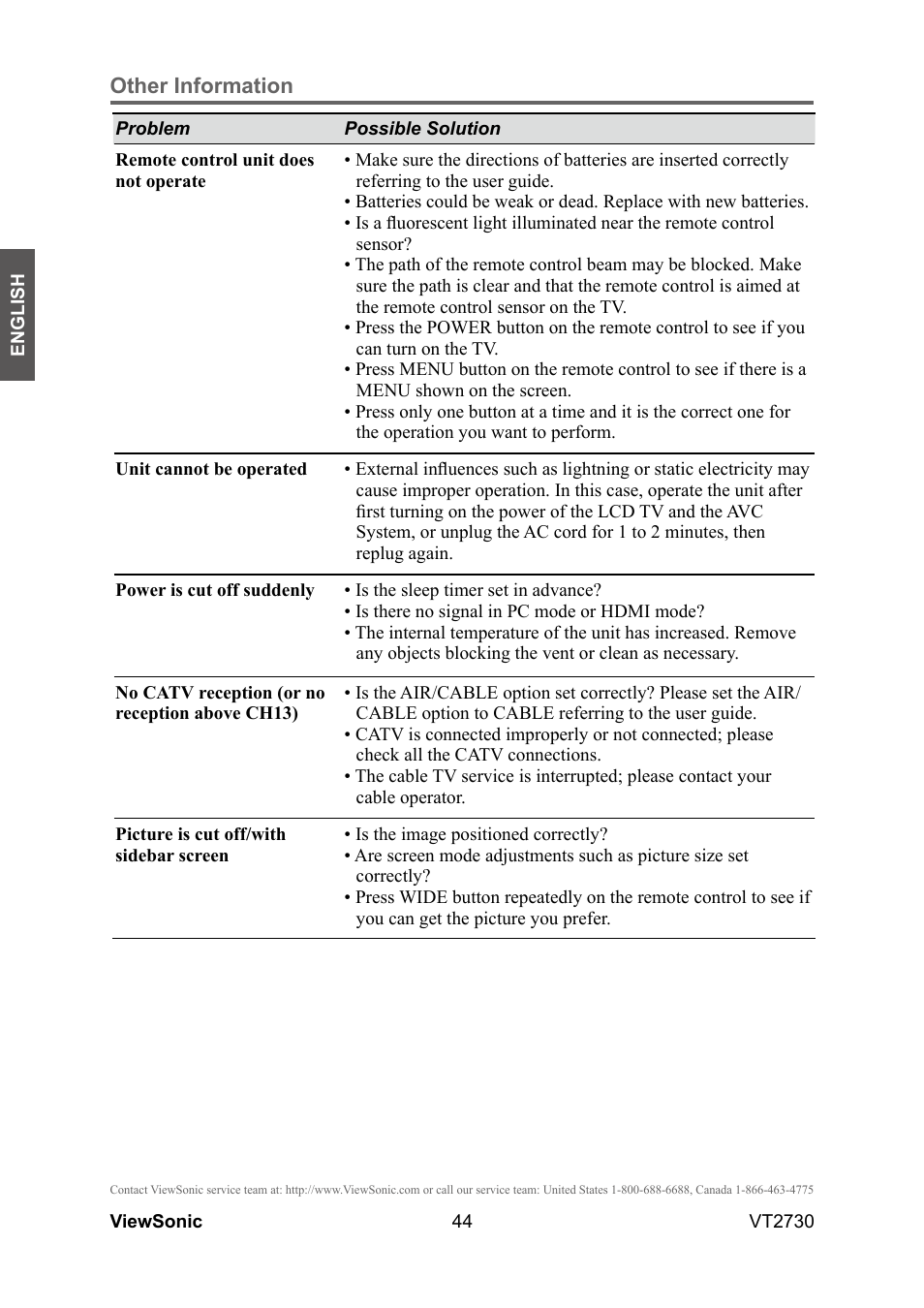 VIEWSONIC VT2730 User Manual | Page 49 / 52