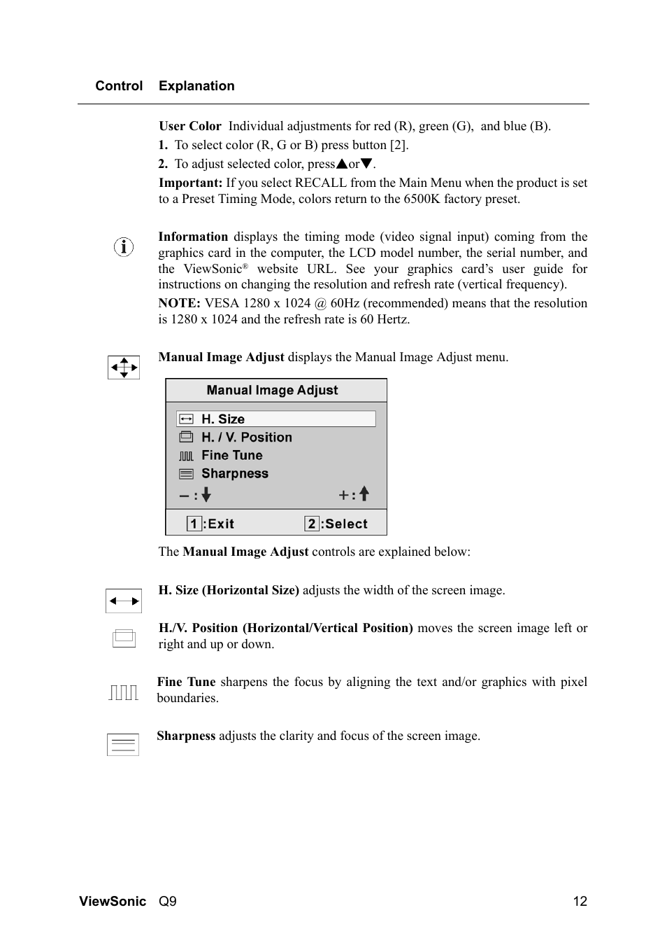 VIEWSONIC Optiquest Q9B User Manual | Page 16 / 23