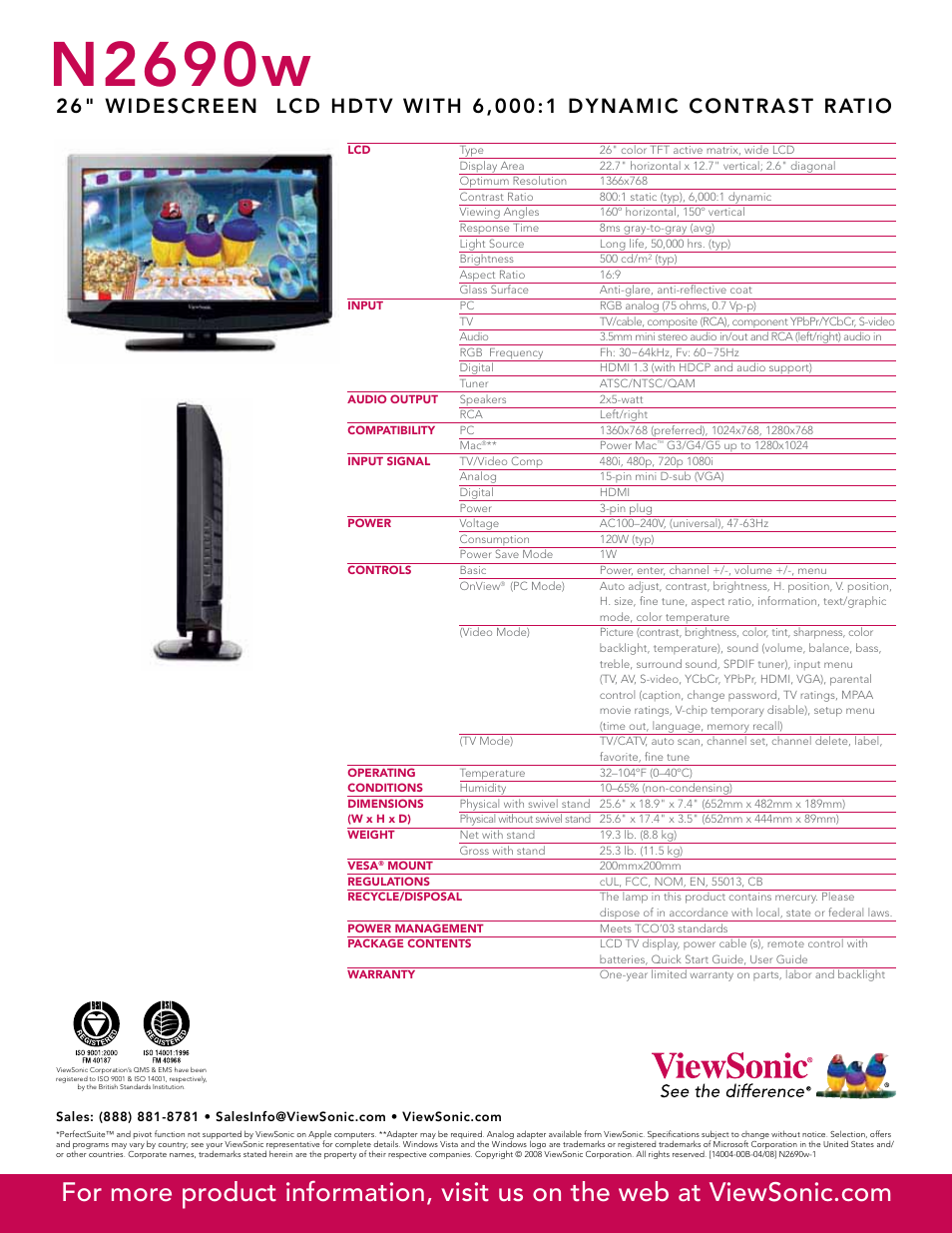 N2690w | VIEWSONIC N2690w User Manual | Page 2 / 2