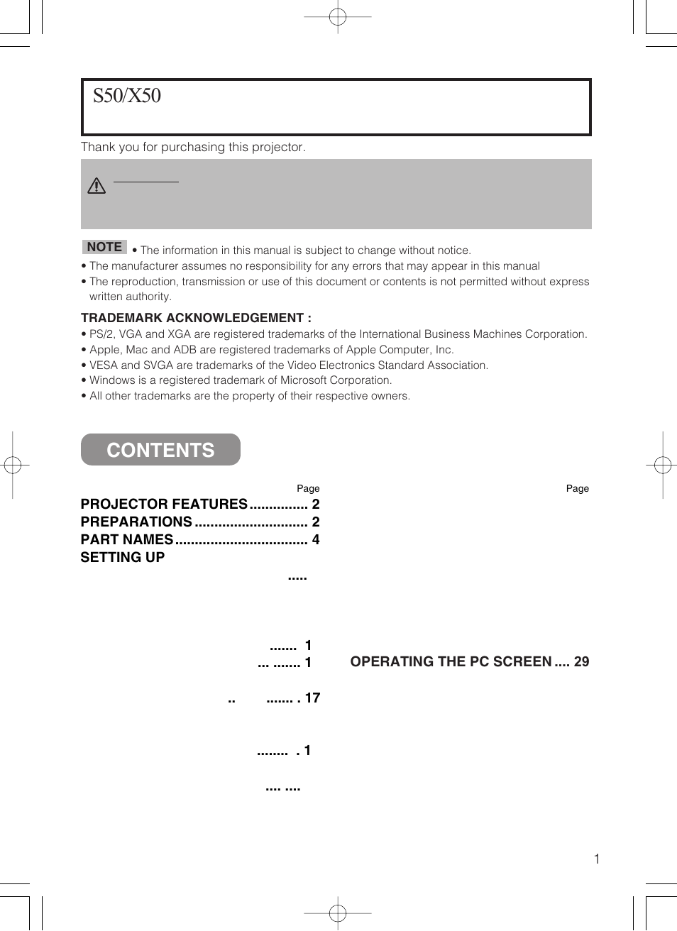 VIEWSONIC S50/X50 User Manual | Page 2 / 41