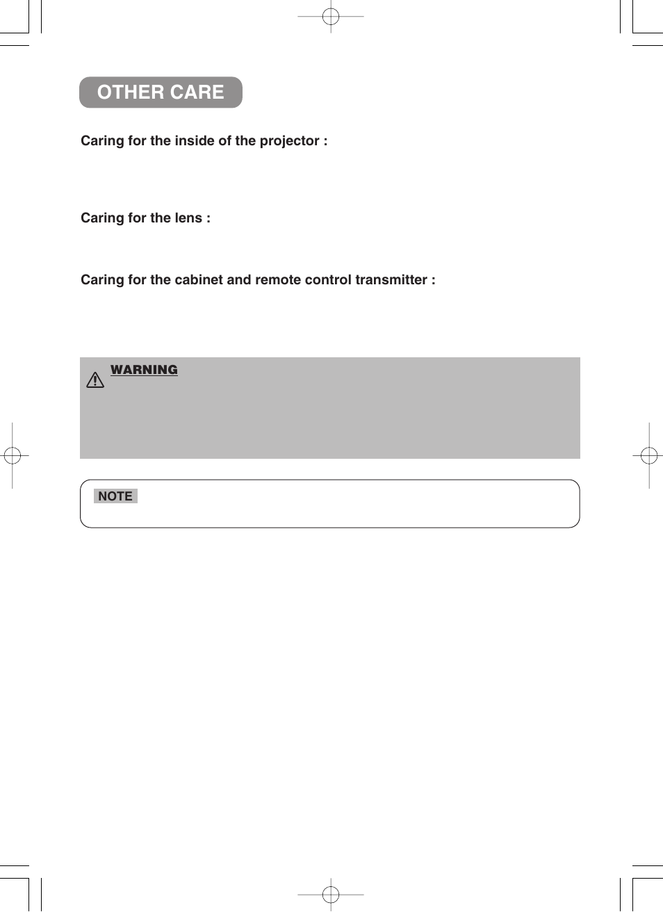 Other care | VIEWSONIC S50/X50 User Manual | Page 35 / 41