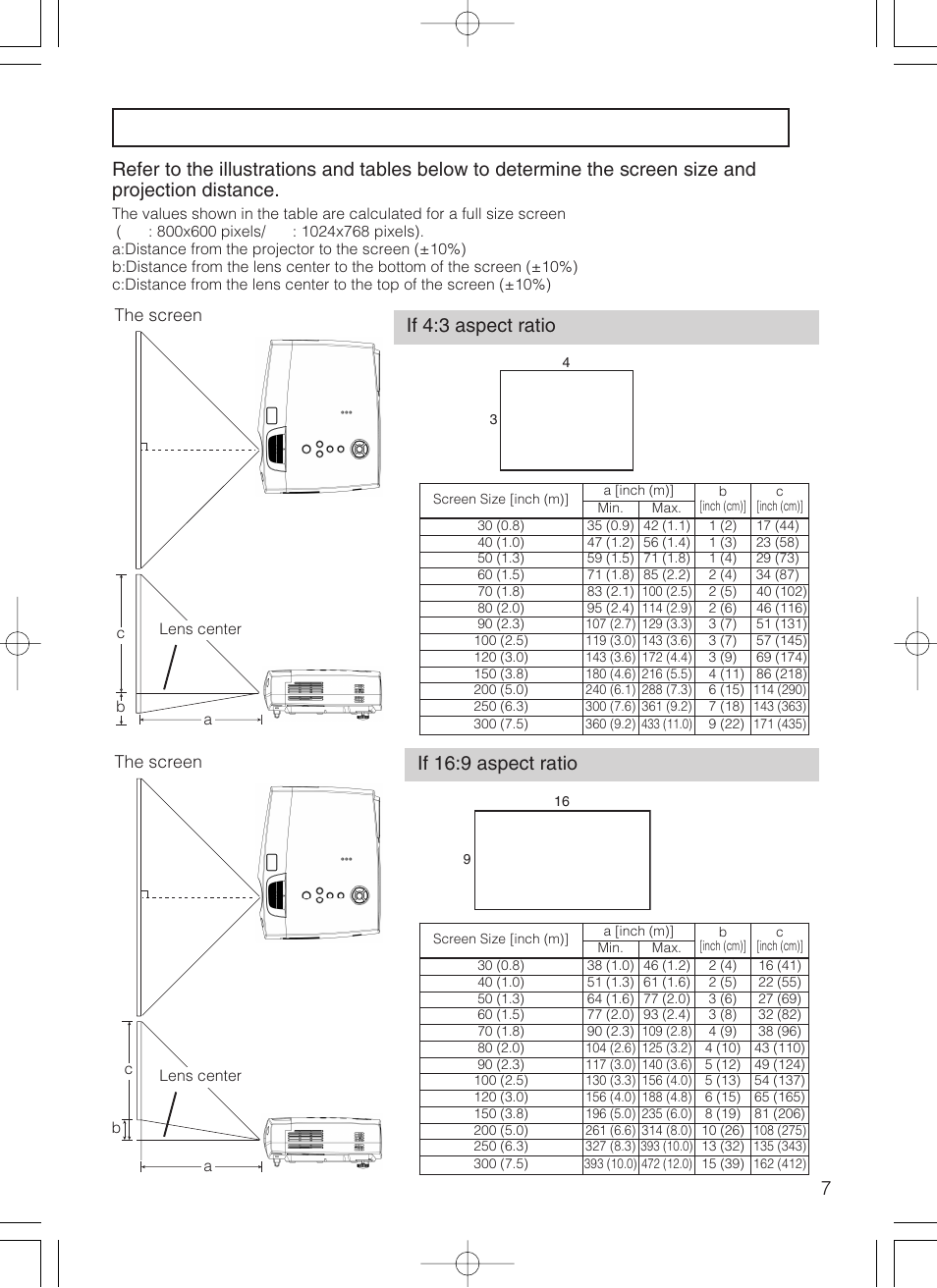 Adjusting the screen size and projection distance | VIEWSONIC S50/X50 User Manual | Page 8 / 41