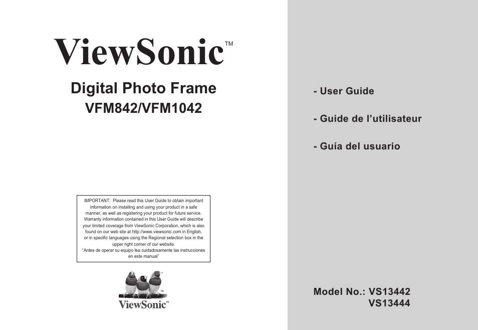 VIEWSONIC VS13442 User Manual | 37 pages