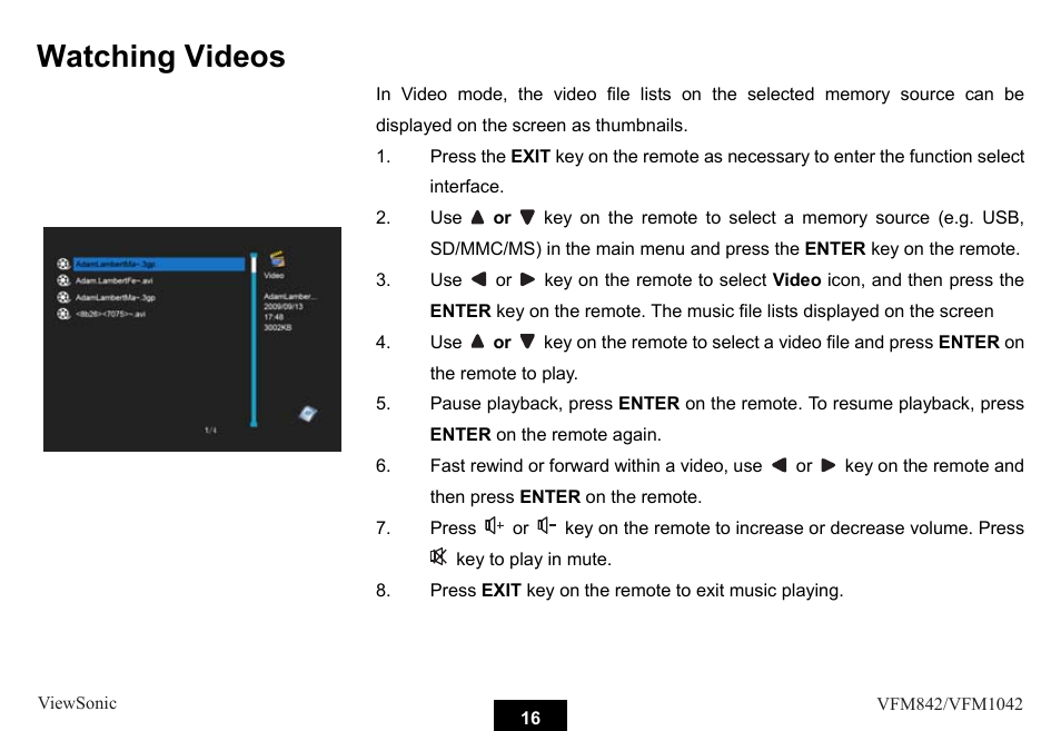 Watching videos | VIEWSONIC VS13442 User Manual | Page 21 / 37