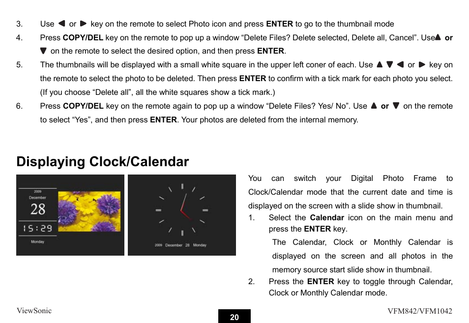Displaying clock/calendar | VIEWSONIC VS13442 User Manual | Page 25 / 37