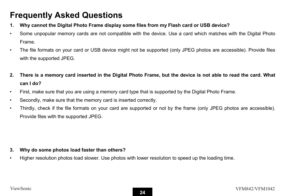 Frequently asked questions | VIEWSONIC VS13442 User Manual | Page 29 / 37