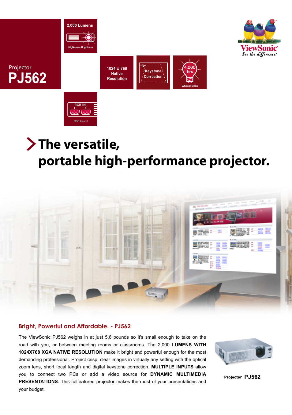 VIEWSONIC PJ562 User Manual | 2 pages