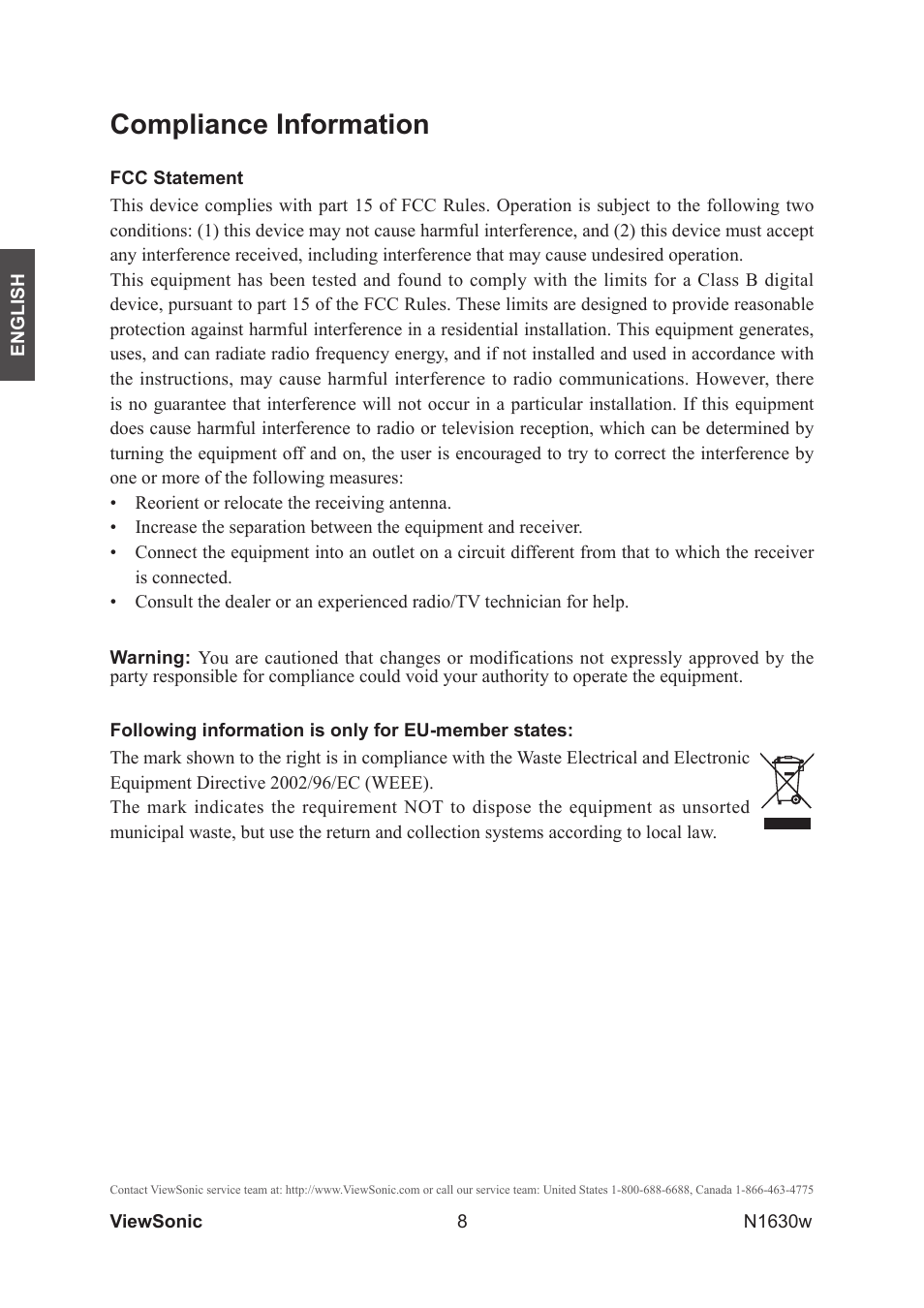 Compliance information | VIEWSONIC VS12114-1M User Manual | Page 13 / 48