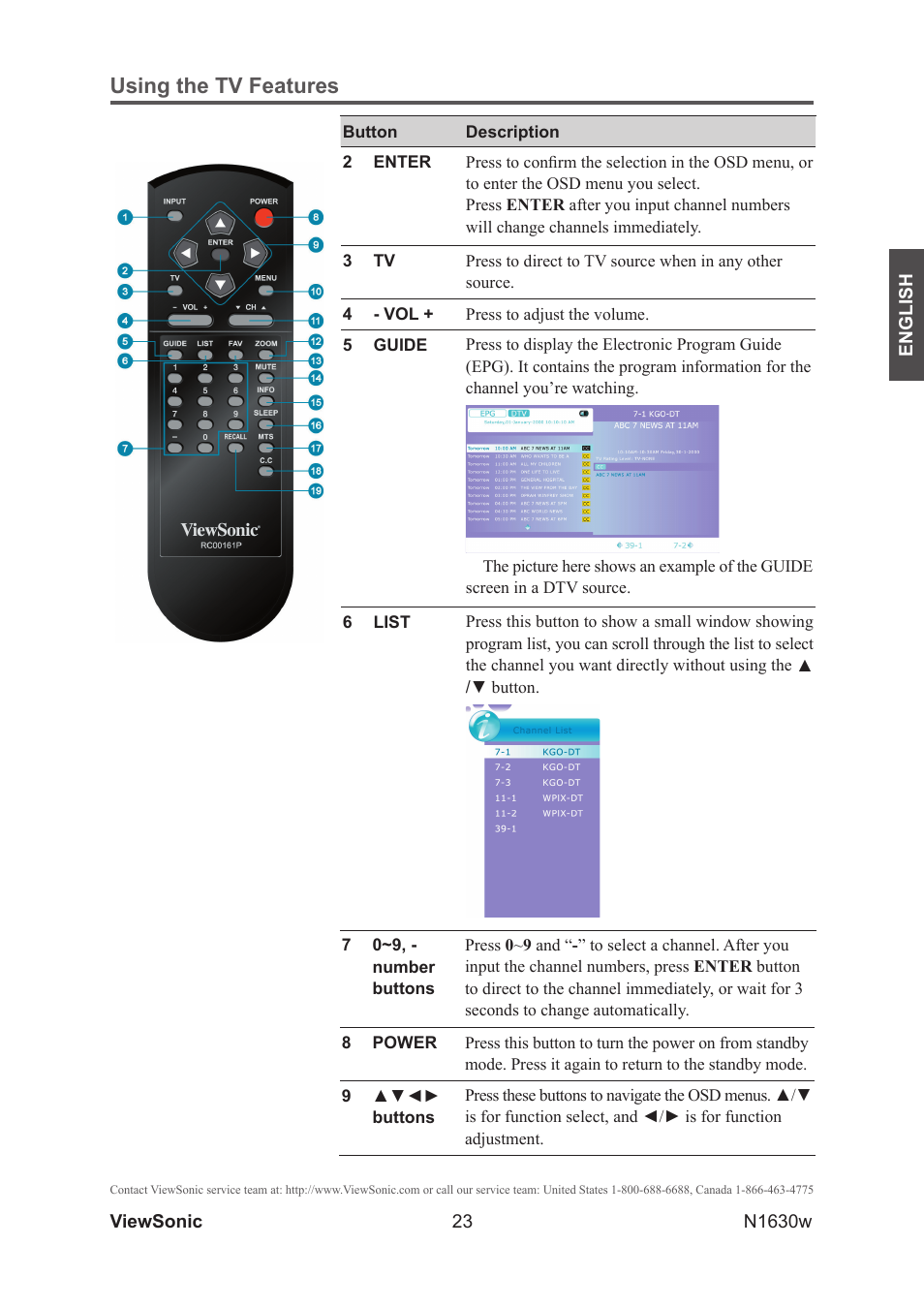Using the tv features | VIEWSONIC VS12114-1M User Manual | Page 28 / 48